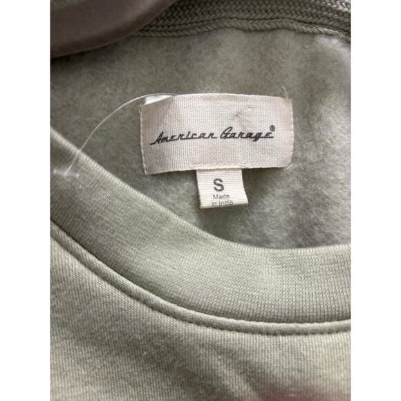 American Garage Oversized Sage Green Short Sleeve Fleece Sweatshirt Small NWOT - Picture 4 of 7